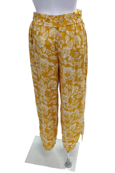 Anthropologie Womens Cropped Floral Viscose Pull On Pants Size S