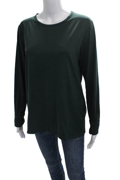 Quince Women Basic Green Tee Long Sleeve Round Neck 66% Recycled Poly Size S