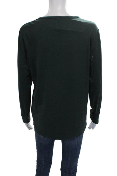 Quince Women Basic Green Tee Long Sleeve Round Neck 66% Recycled Poly Size S