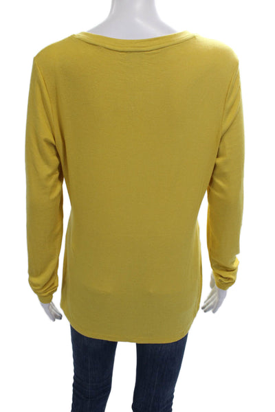 Sundance Womens Yellow Micromodal Henley Button Long Sleeve T-Shirt Size M