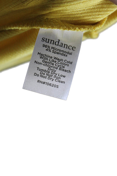 Sundance Womens Yellow Micromodal Henley Button Long Sleeve T-Shirt Size M