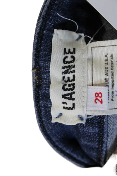 L'Agence Women Skinny Jeans Blue High Rise Cotton Button Size 28