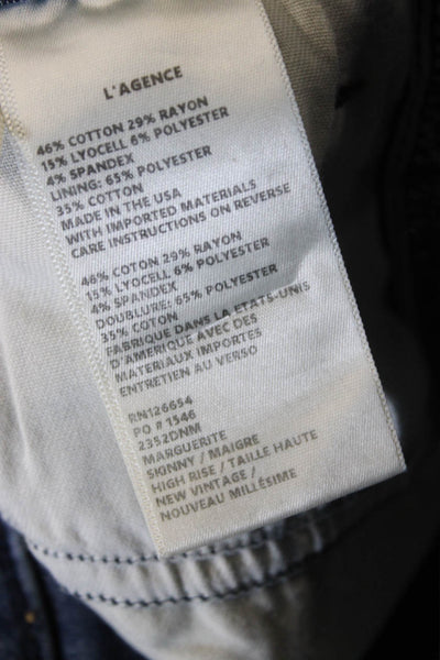 L'Agence Women Skinny Jeans Blue High Rise Cotton Button Size 28