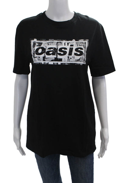 Oasis Unisex T-Shirt Black Graphic Cotton Crew Neck Short Sleeve Size S