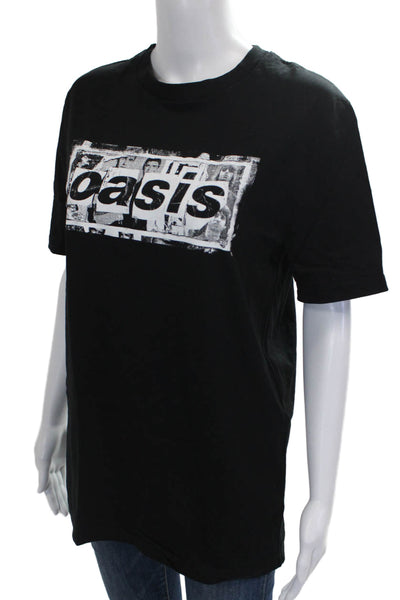 Oasis Unisex T-Shirt Black Graphic Cotton Crew Neck Short Sleeve Size S