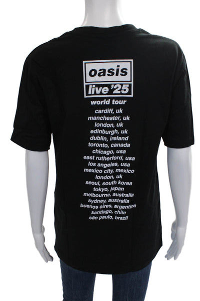 Oasis Unisex T-Shirt Black Graphic Cotton Crew Neck Short Sleeve Size S