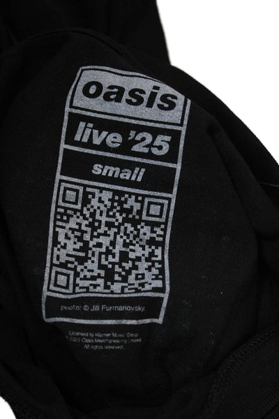 Oasis Unisex T-Shirt Black Graphic Cotton Crew Neck Short Sleeve Size S