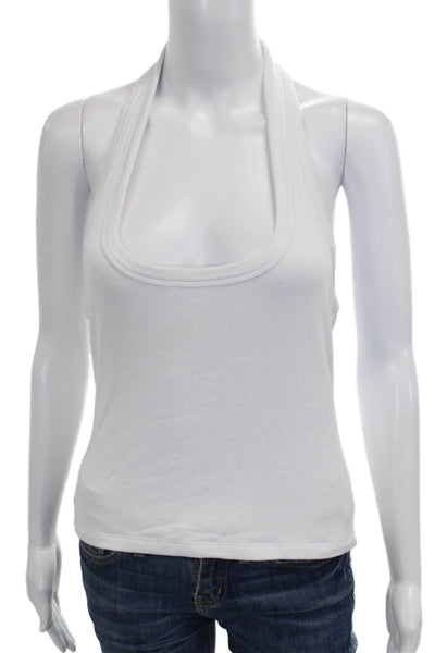LNA Women Basic Halter Sleeveless White Rayon Tank Size L