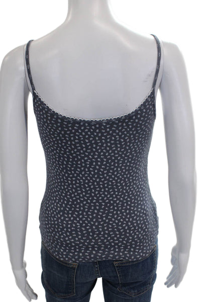 John Galt Women Blue Floral Cotton Scoop Neck Sleeveless Tank Size S