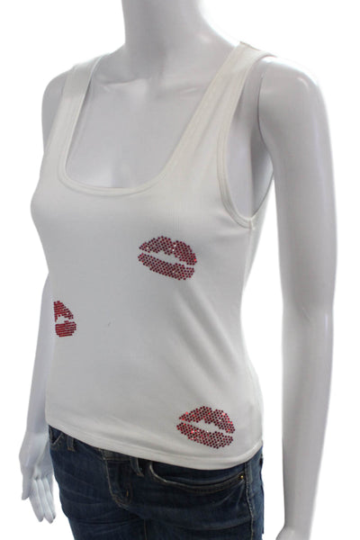White Fox Womens Basic White Sleeveless Scoop Neck Tank Size L