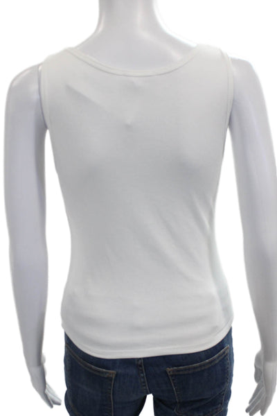 White Fox Womens Basic White Sleeveless Scoop Neck Tank Size L
