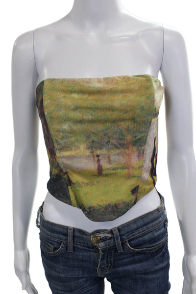 Edikted Women Cropped Tank Square Neck Multicolor Zip Polyester Size L
