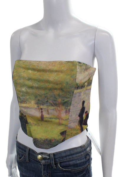Edikted Women Cropped Tank Square Neck Multicolor Zip Polyester Size L