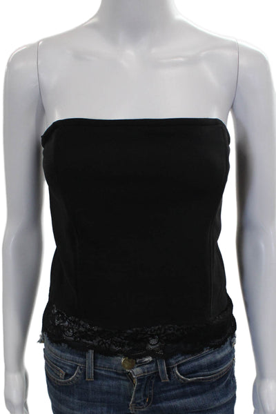 Edikted Women Corset Top Black Square Neck Lace Up Strapless Polyester Size L