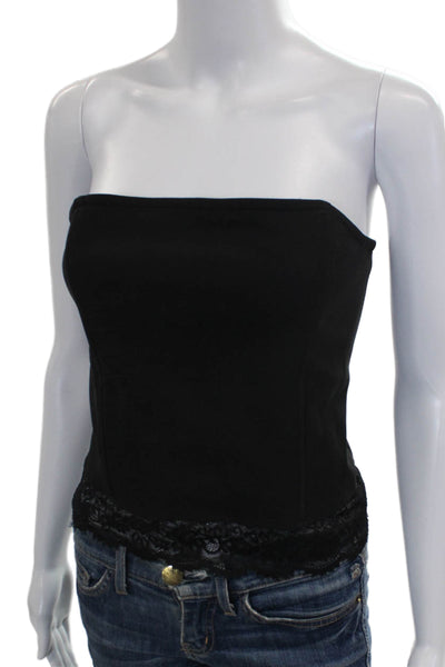 Edikted Women Corset Top Black Square Neck Lace Up Strapless Polyester Size L