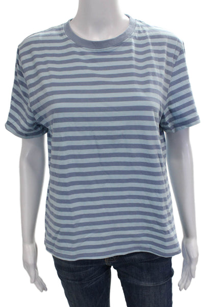 Edikted Unisex Blue Striped Cotton Crewneck Tee Size L