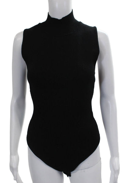 House of Harlow 1960 Women Sleeveless Mock Neck Viscose Bodysuit Black Size L