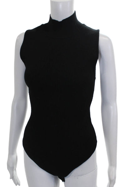 House of Harlow 1960 Women Sleeveless Mock Neck Viscose Bodysuit Black Size L
