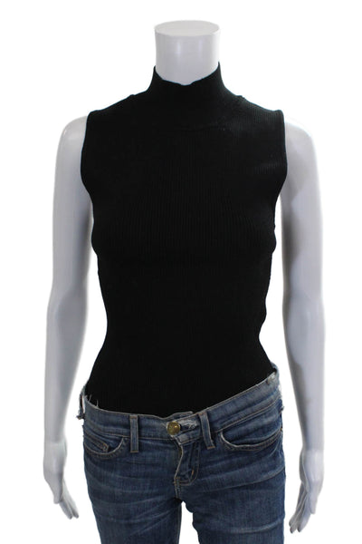 House of Harlow 1960 Women Sleeveless Mock Neck Viscose Bodysuit Black Size L