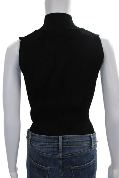 House of Harlow 1960 Women Sleeveless Mock Neck Viscose Bodysuit Black Size L