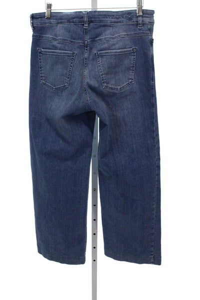 Dream Jeans Womens Wide Leg Jeans Blue High Rise Cotton Blend Button Size 30
