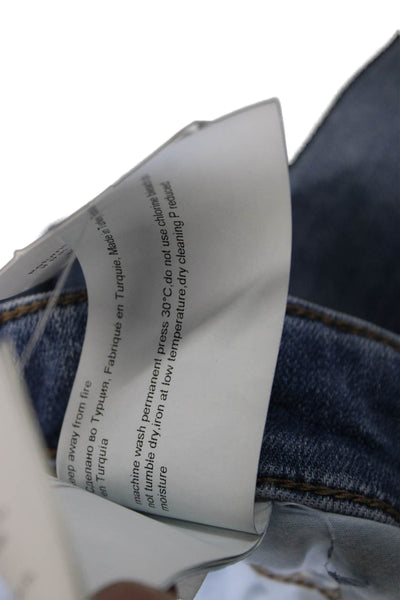 Dream Jeans Womens Wide Leg Jeans Blue High Rise Cotton Blend Button Size 30