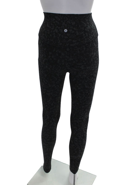 Lululemon Womens Black Animal Print Ankle Leggings Nylon Size 4