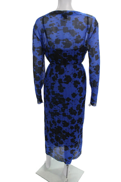 & Other Stories Womens Maxi Floral Blue Boat Neck Long Sleeve Dress Size L