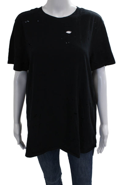 Hudson Women Black Cotton Tunic Crew Neck Short Sleeve Size S