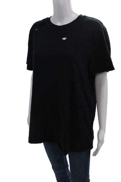 Hudson Women Black Cotton Tunic Crew Neck Short Sleeve Size S