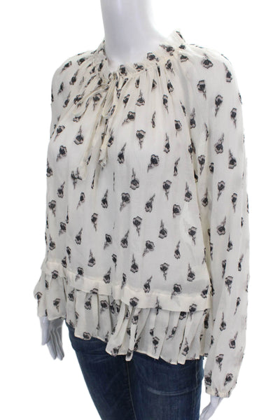 Rebecca Taylor Womens Silk Floral High Neck Long Sleeve Blouse Size 8