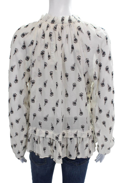 Rebecca Taylor Womens Silk Floral High Neck Long Sleeve Blouse Size 8