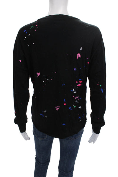 Michael Lauren Womens Basic Black Cotton Crew Neck Long Sleeve T-Shirt Size S