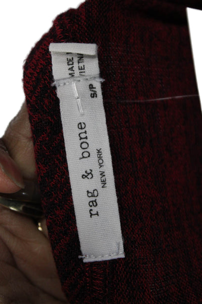 Rag & Bone Women Basic Long Sleeve T-Shirt Red Crew Neck Size S