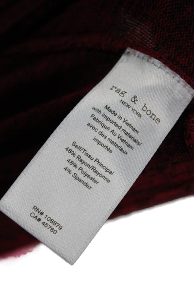 Rag & Bone Women Basic Long Sleeve T-Shirt Red Crew Neck Size S