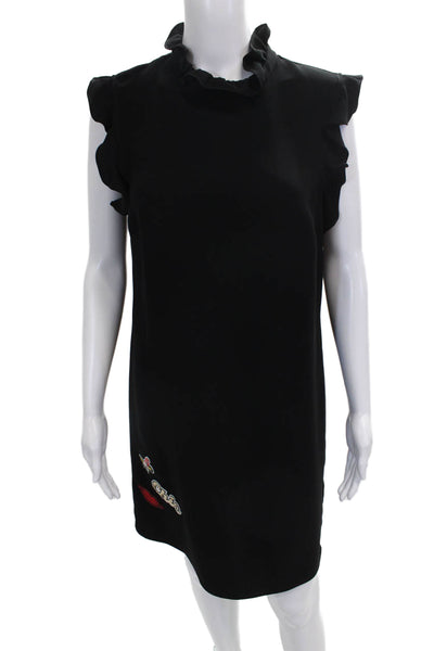 Alice And Trixie Womens Shift Dress Black High Neck Sleeveless Button Size M
