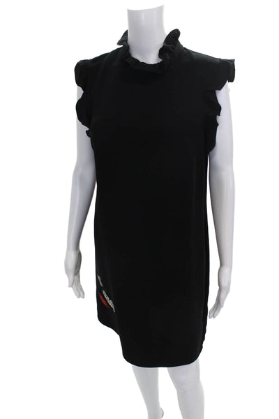 Alice And Trixie Womens Shift Dress Black High Neck Sleeveless Button Size M