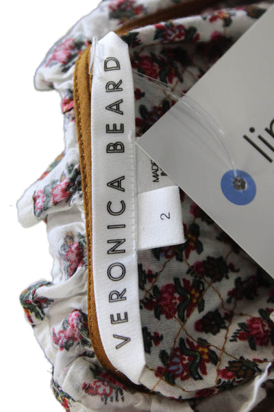 Veronica Beard Women Maxi Dress White Cotton V Neck Long Sleeve Size 2