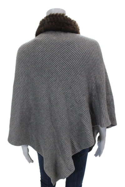 Max & Moi Women Merino Wool Cape Sweater Gray Cowl Neck 3/4 Sleeve Size One