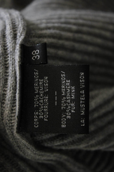 Max & Moi Women Merino Wool Cape Sweater Gray Cowl Neck 3/4 Sleeve Size One