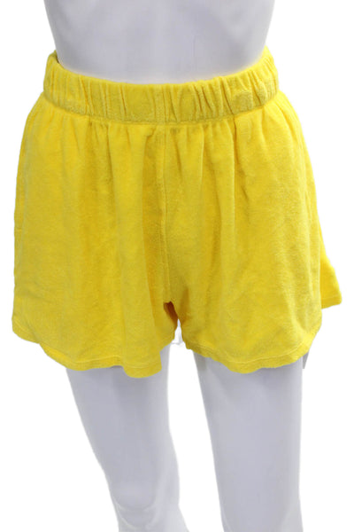 Suzie Kondi Womens Sweat Shorts Yellow Organic Cotton Pull On Size M