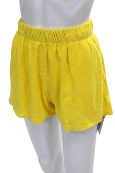 Suzie Kondi Womens Sweat Shorts Yellow Organic Cotton Pull On Size M