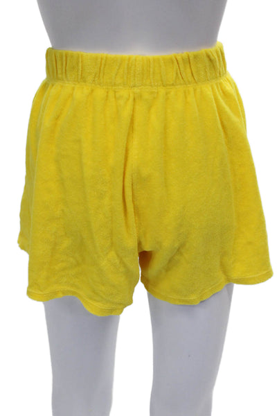Suzie Kondi Womens Sweat Shorts Yellow Organic Cotton Pull On Size M