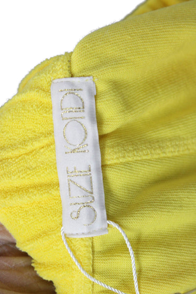 Suzie Kondi Womens Sweat Shorts Yellow Organic Cotton Pull On Size M