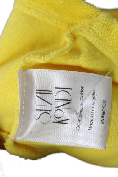 Suzie Kondi Womens Sweat Shorts Yellow Organic Cotton Pull On Size M