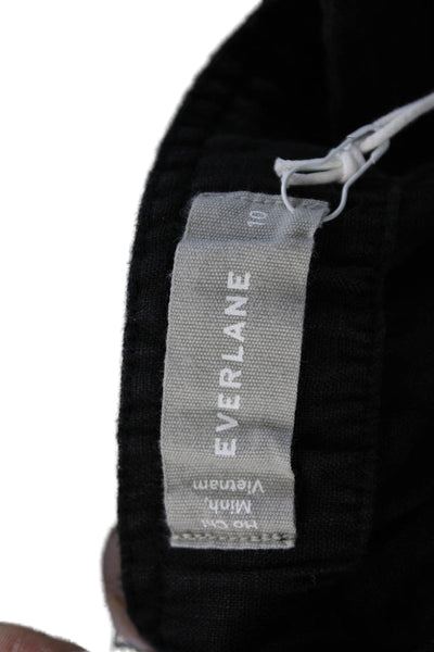 Everlane Women Jumpsuit Black Linen Square Neck Button Sleeveless Size 10