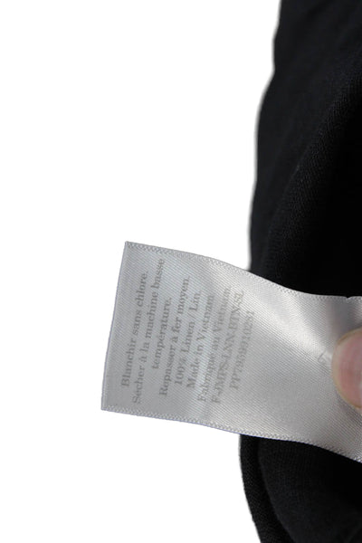 Everlane Women Jumpsuit Black Linen Square Neck Button Sleeveless Size 10