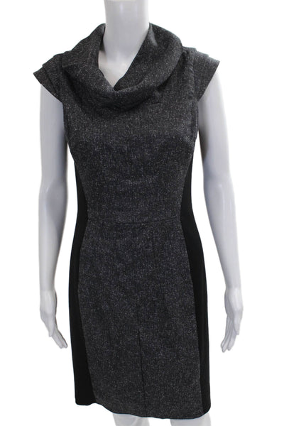 Black Saks Fifth Avenue Women Sheath Dress Gray Colorblock Midcalf Size 6