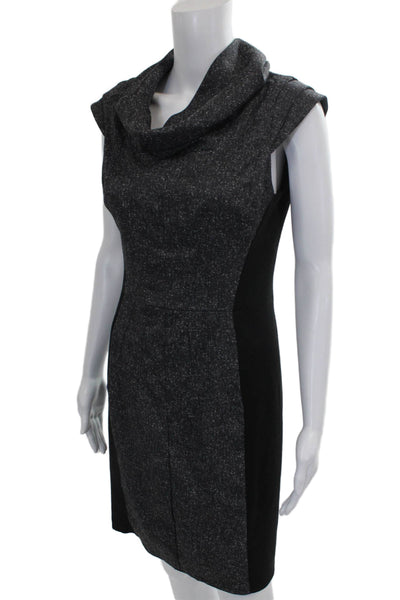 Black Saks Fifth Avenue Women Sheath Dress Gray Colorblock Midcalf Size 6