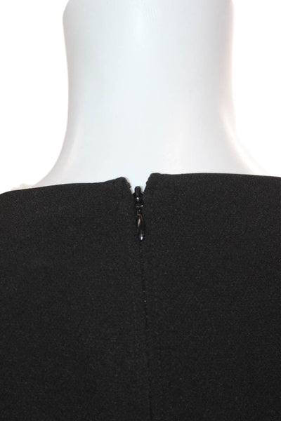 LBV Women Sheath Dress Black V-Neck Long Sleeve Zip Polyester Blend Size 8